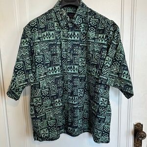 Men's PETE HUNTINGTON Bali Aloha Short Sleeve Button Down Tribal Foral Sz. XXL